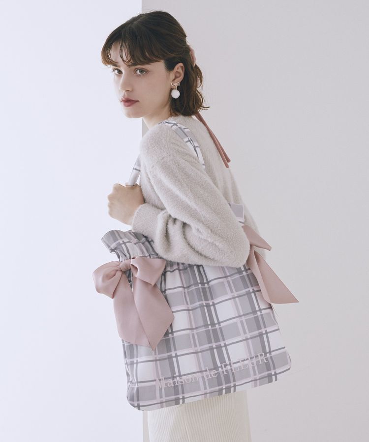 Maison de FLEUR「チェックダブルリボントートバッグ」|トートバッグ|