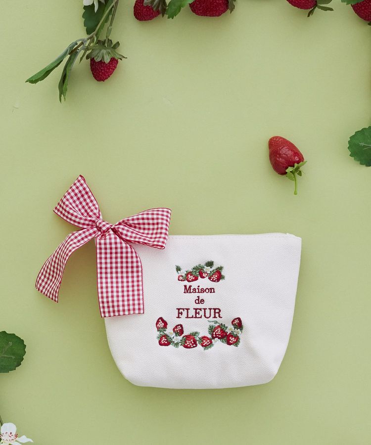 Maison de FLEUR「いちごポーチ」|ポーチ|レッド