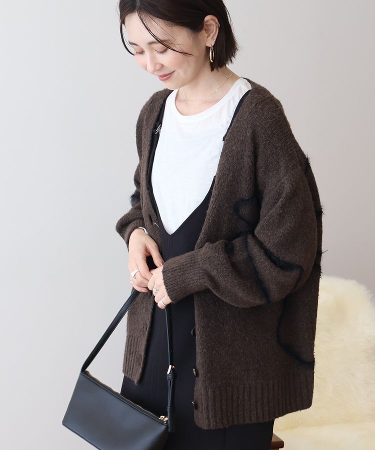 AMERICAN HOLIC「ニュアンスライン柄Vネックカーディガン」|カーディガン|