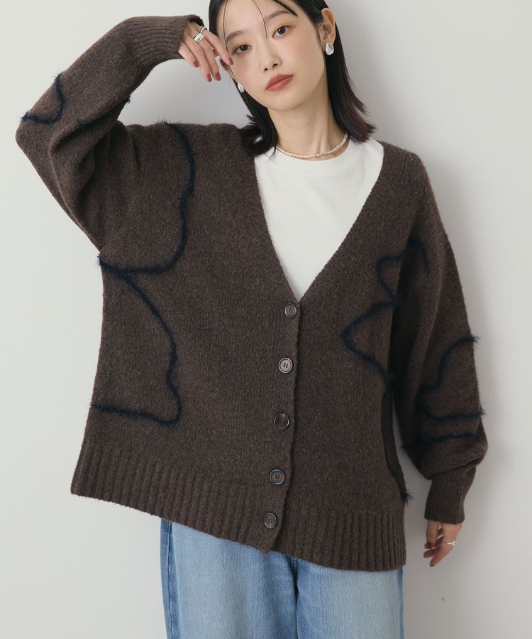 AMERICAN HOLIC「ニュアンスライン柄Vネックカーディガン」|カーディガン|