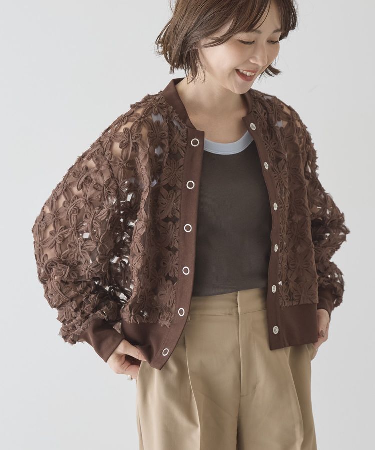 AMERICAN HOLIC「アートレースカーディガン」|カーディガン|Brown