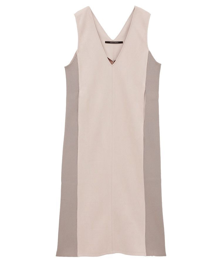 YECCA VECCA「ニット切替フェイクスエードジャンスカ」|ジャンパースカート|