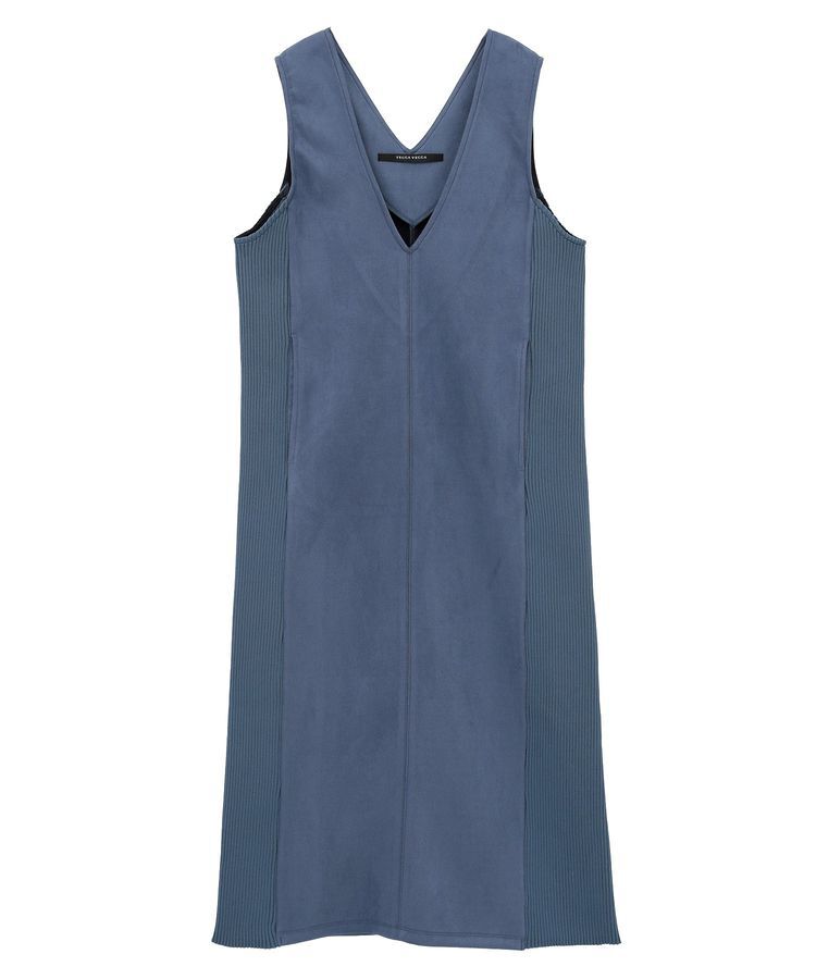 YECCA VECCA「ニット切替フェイクスエードジャンスカ」|ジャンパースカート|