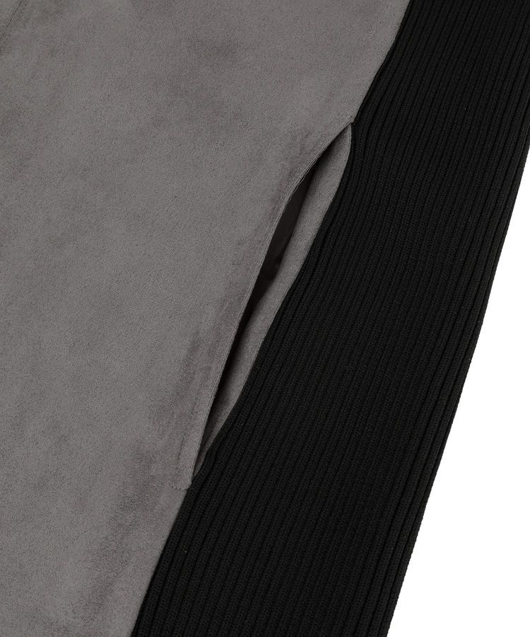 YECCA VECCA「ニット切替フェイクスエードジャンスカ」|ジャンパースカート|