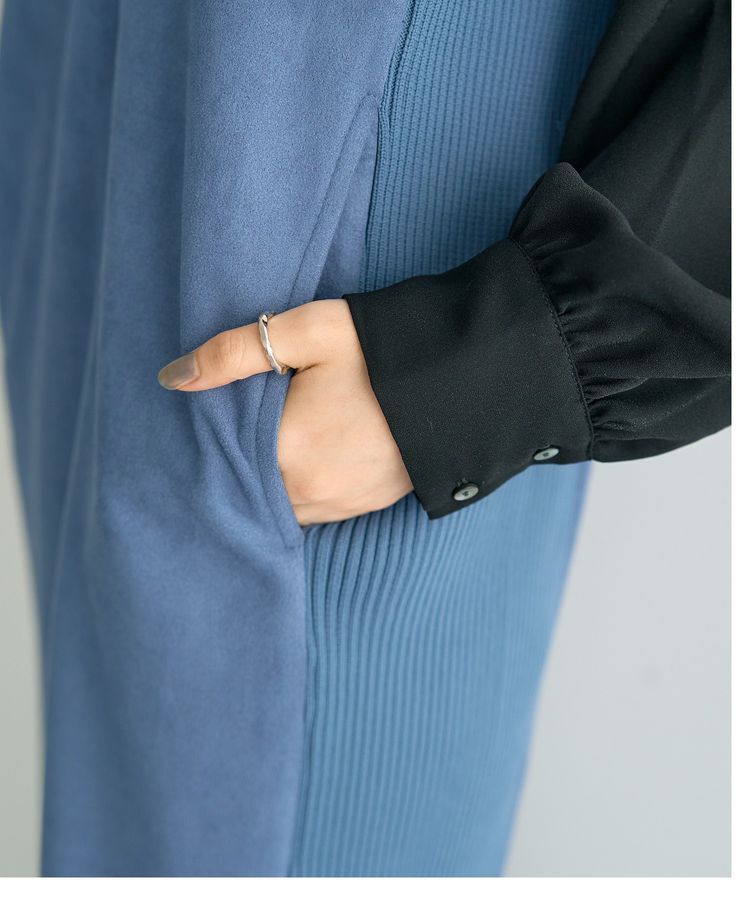 YECCA VECCA「ニット切替フェイクスエードジャンスカ」|ジャンパースカート|