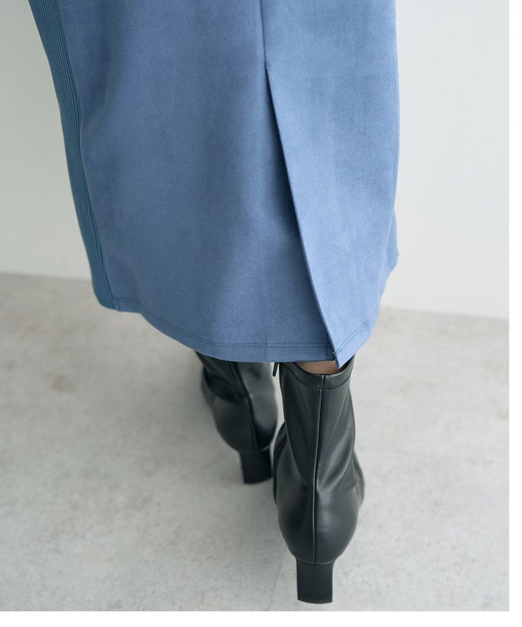 YECCA VECCA「ニット切替フェイクスエードジャンスカ」|ジャンパースカート|