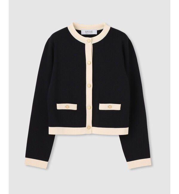 LOULOU WILLOUGHBY「◇【LOULOU WILLOUGHBY】バイカラーコンパクトカーディガン」|カーディガン|ブラック系