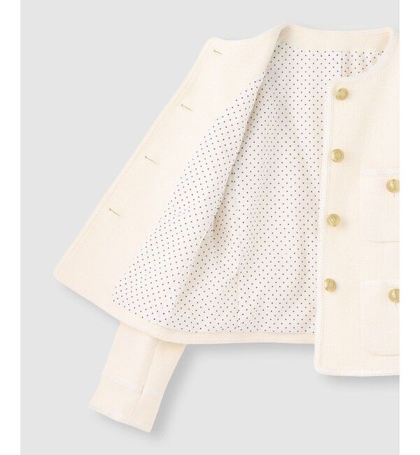 LOULOU WILLOUGHBY「【LOULOU WILLOUGHBY】ツイードツイルクルージャケット」|ノーカラージャケット|