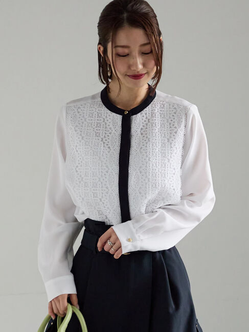 Te chichi「【WEB限定カラーあり】フロントレースブラウス」|シャツ・ブラウス|オフホワイト