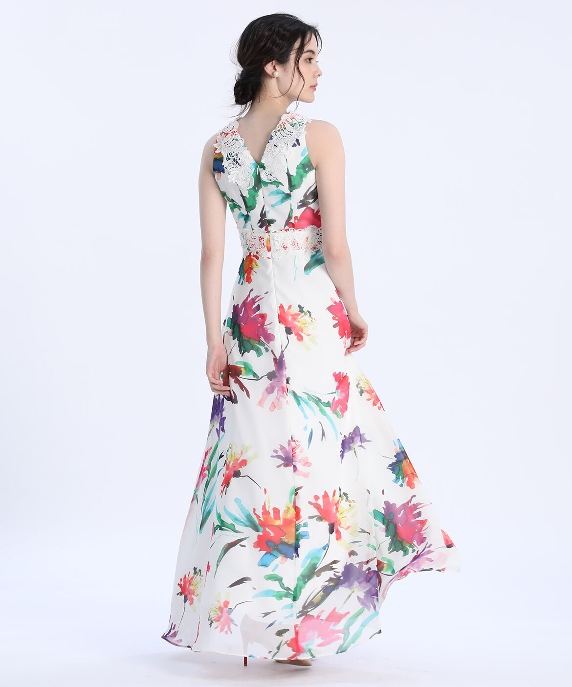 Maglie le cassetto「《M Maglie le cassetto》フラワープリントレースドレス」|ワンピース|