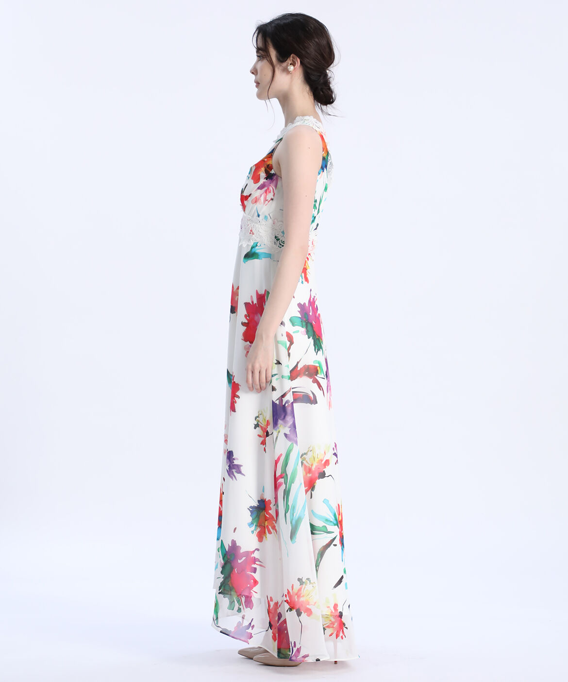 Maglie le cassetto「《M Maglie le cassetto》フラワープリントレースドレス」|ワンピース|