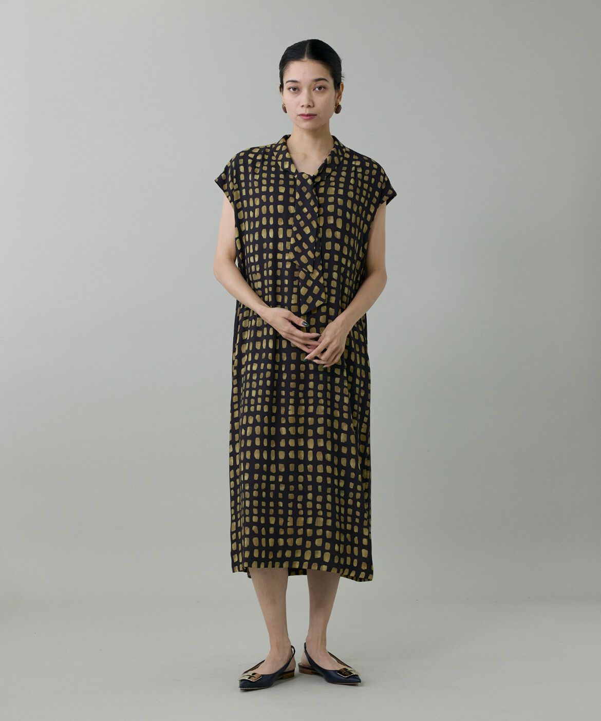 INED「デフォルメチェックボウタイワンピース　」|ワンピース|