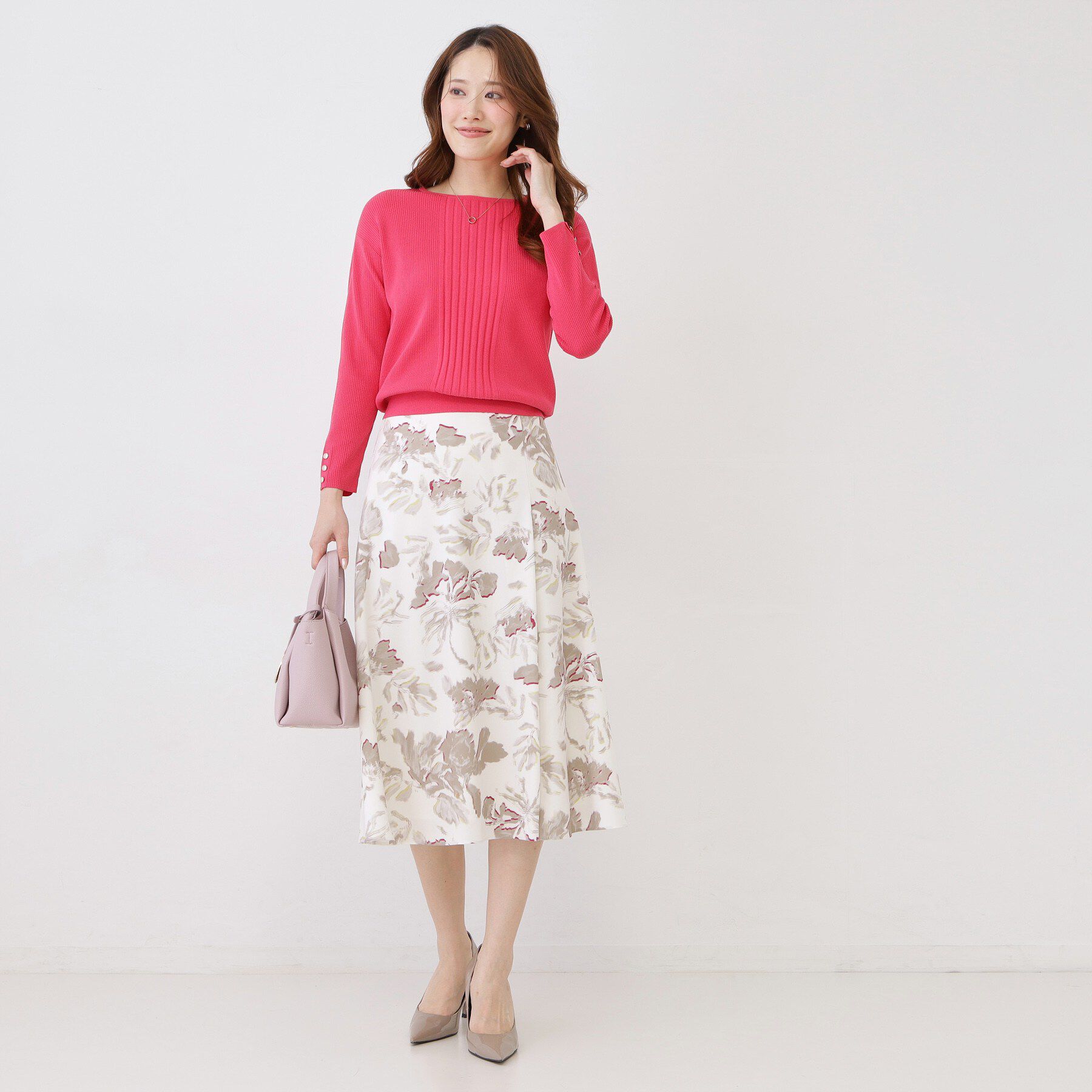 COUP DE CHANCE「【手洗い可／9分袖丈】リブ風ラインのニットトップス」|ニット・セーター|