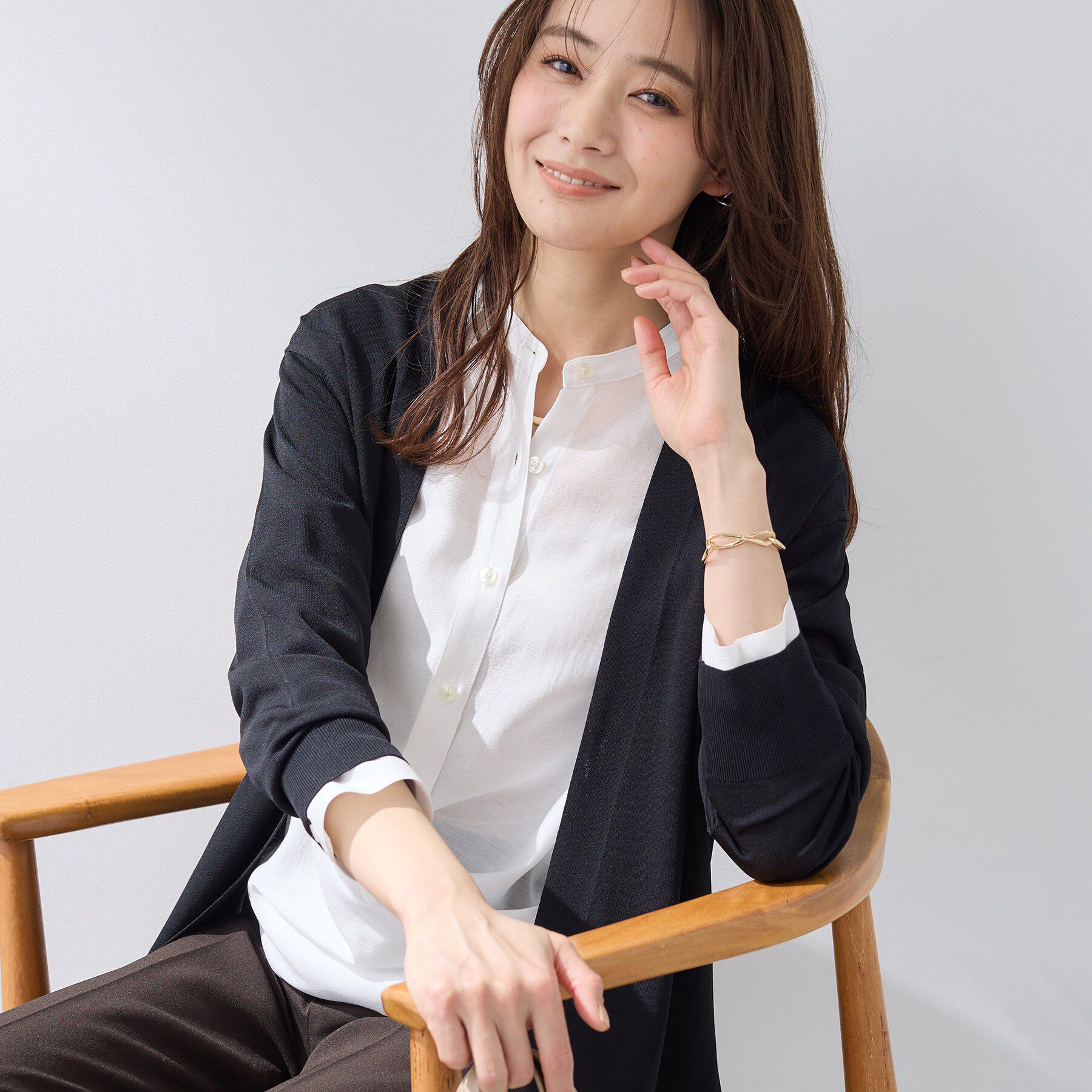 INDIVI「【洗える／上品】きれいめ着流しカーディガンニット」|カーディガン|