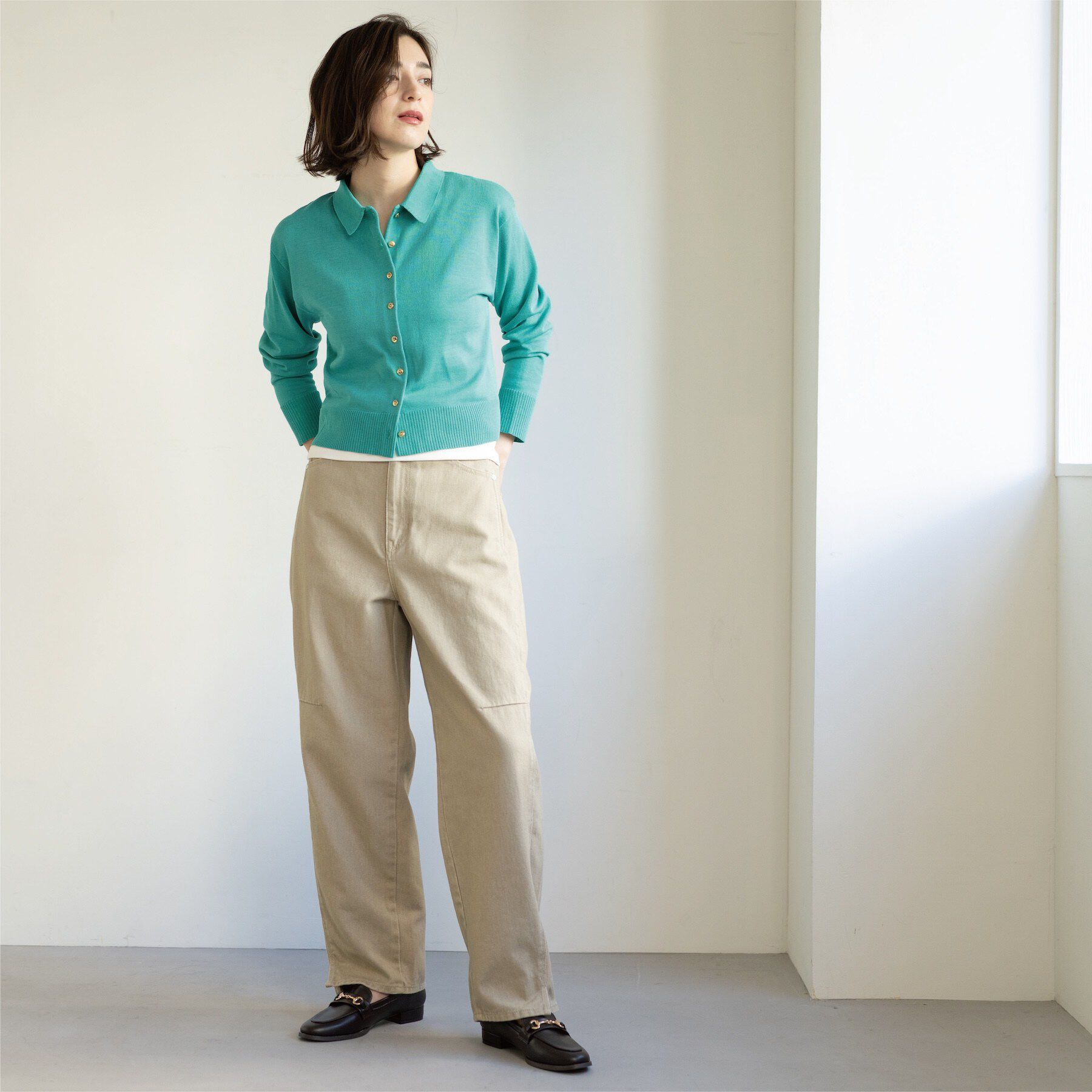 OPAQUE.CLIP「ポロネックカーディガン」|カーディガン|