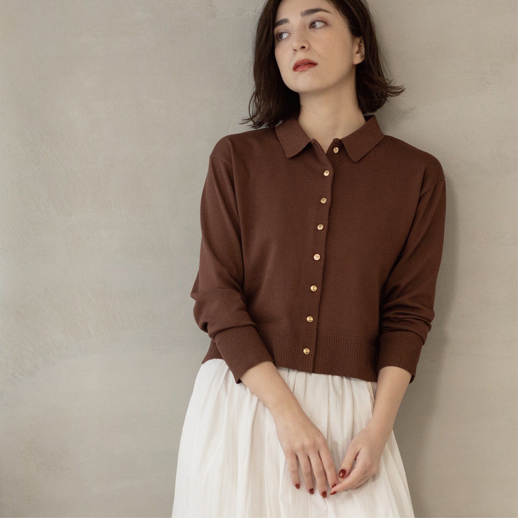 OPAQUE.CLIP「ポロネックカーディガン」|カーディガン|