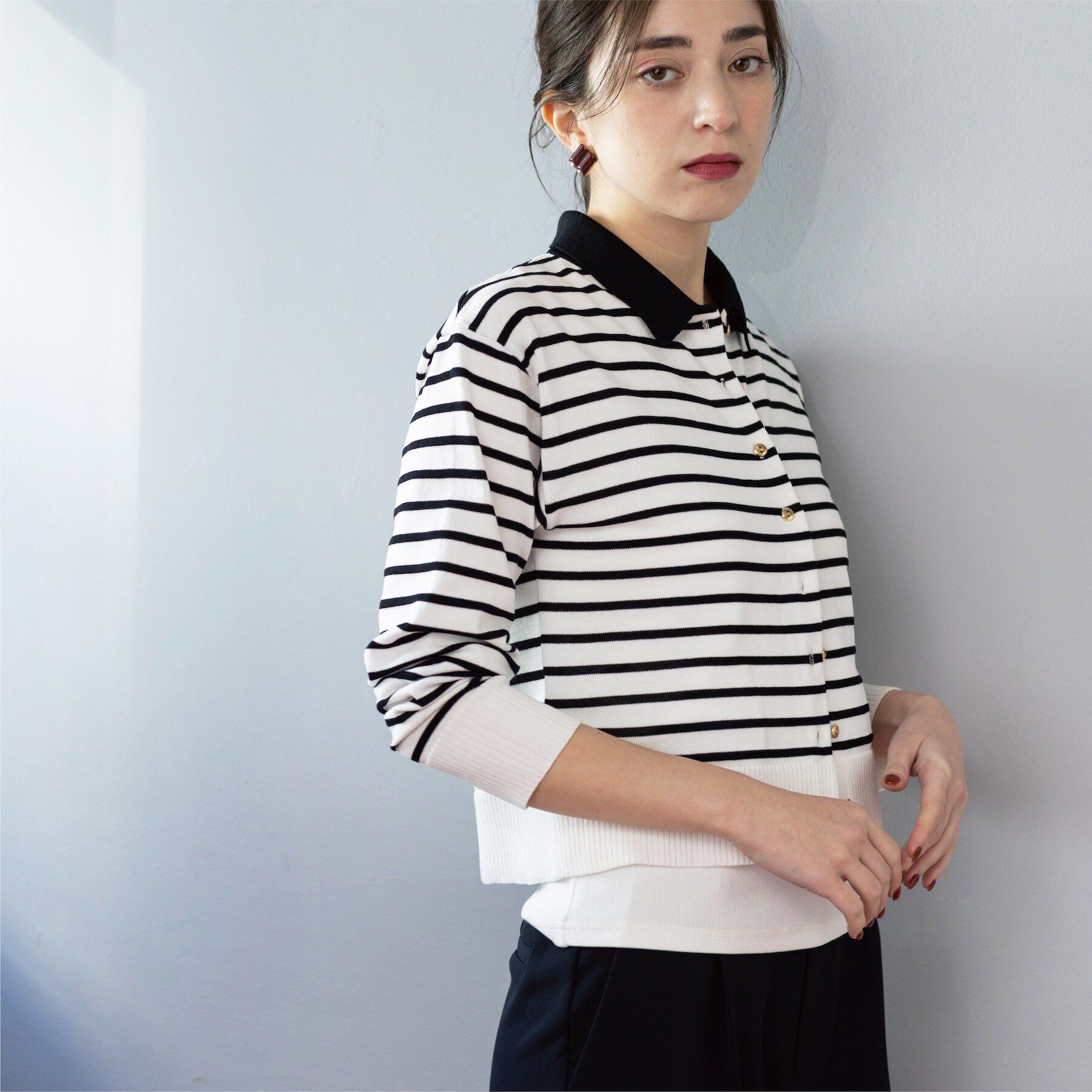 OPAQUE.CLIP「ポロネックカーディガン」|カーディガン|