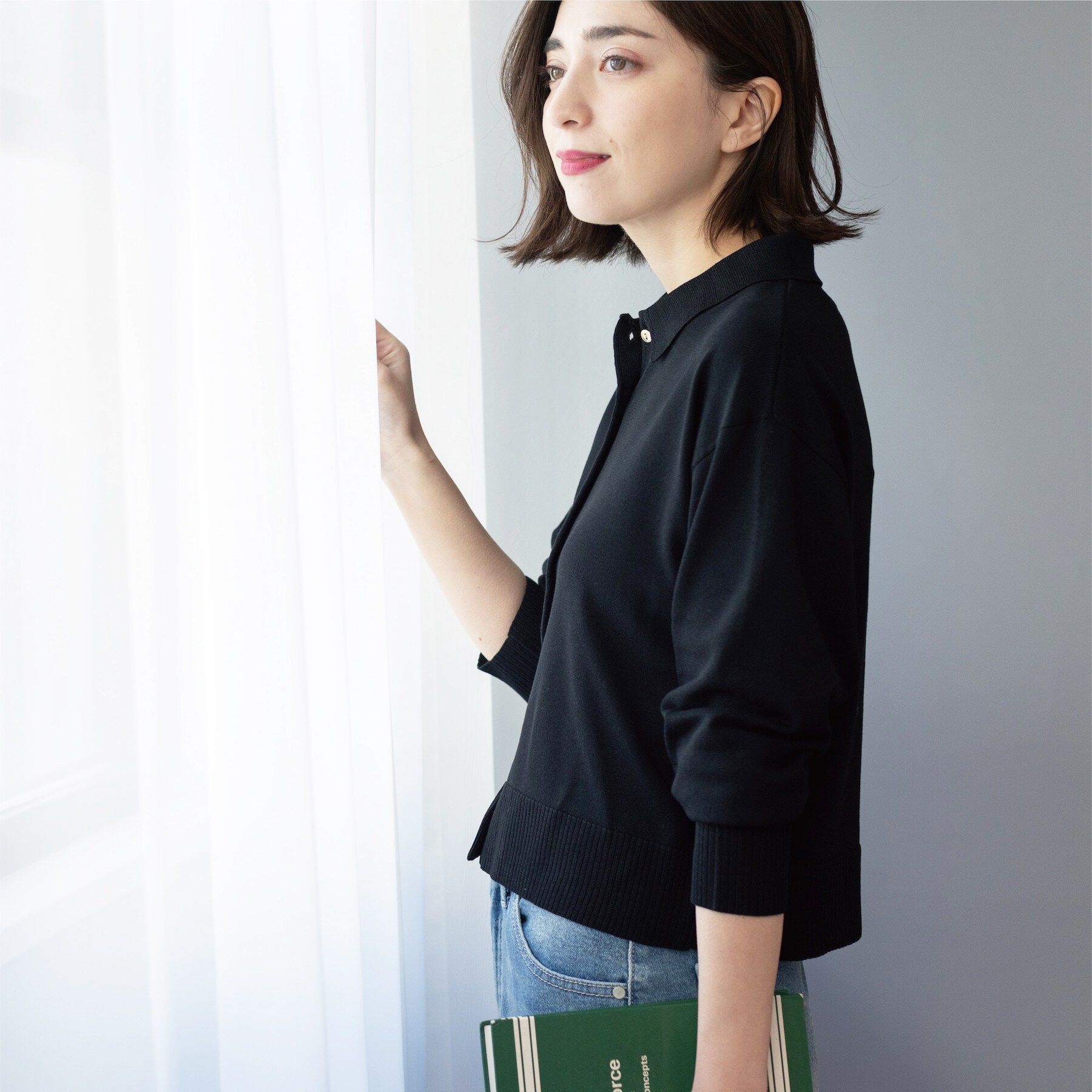 OPAQUE.CLIP「ポロネックカーディガン」|カーディガン|