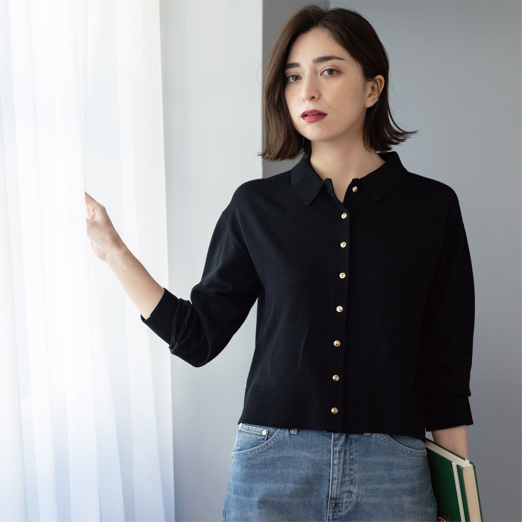 OPAQUE.CLIP「ポロネックカーディガン」|カーディガン|