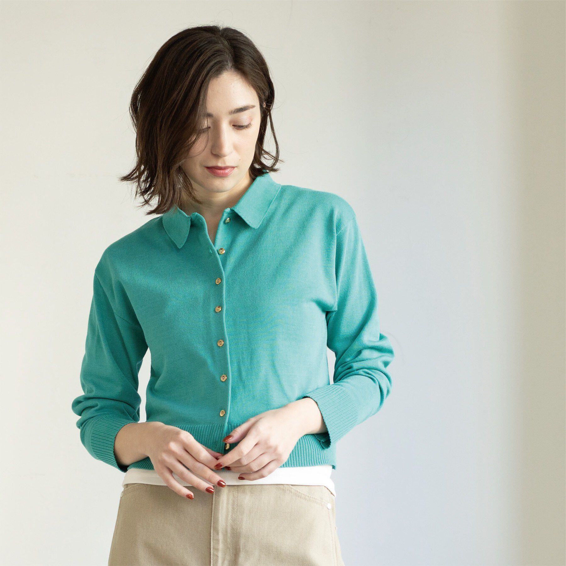 OPAQUE.CLIP「ポロネックカーディガン」|カーディガン|