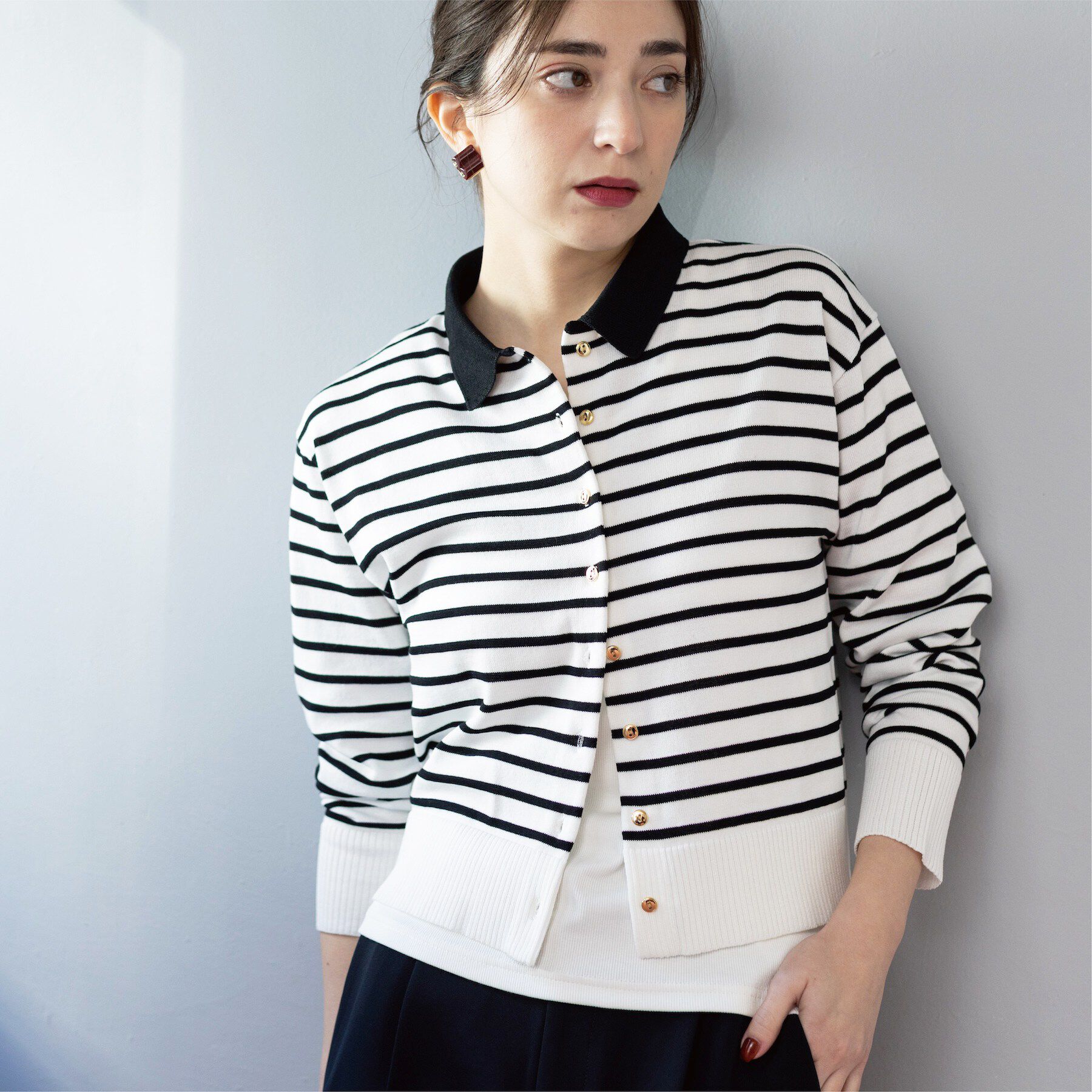 OPAQUE.CLIP「ポロネックカーディガン」|カーディガン|ホワイト(301)