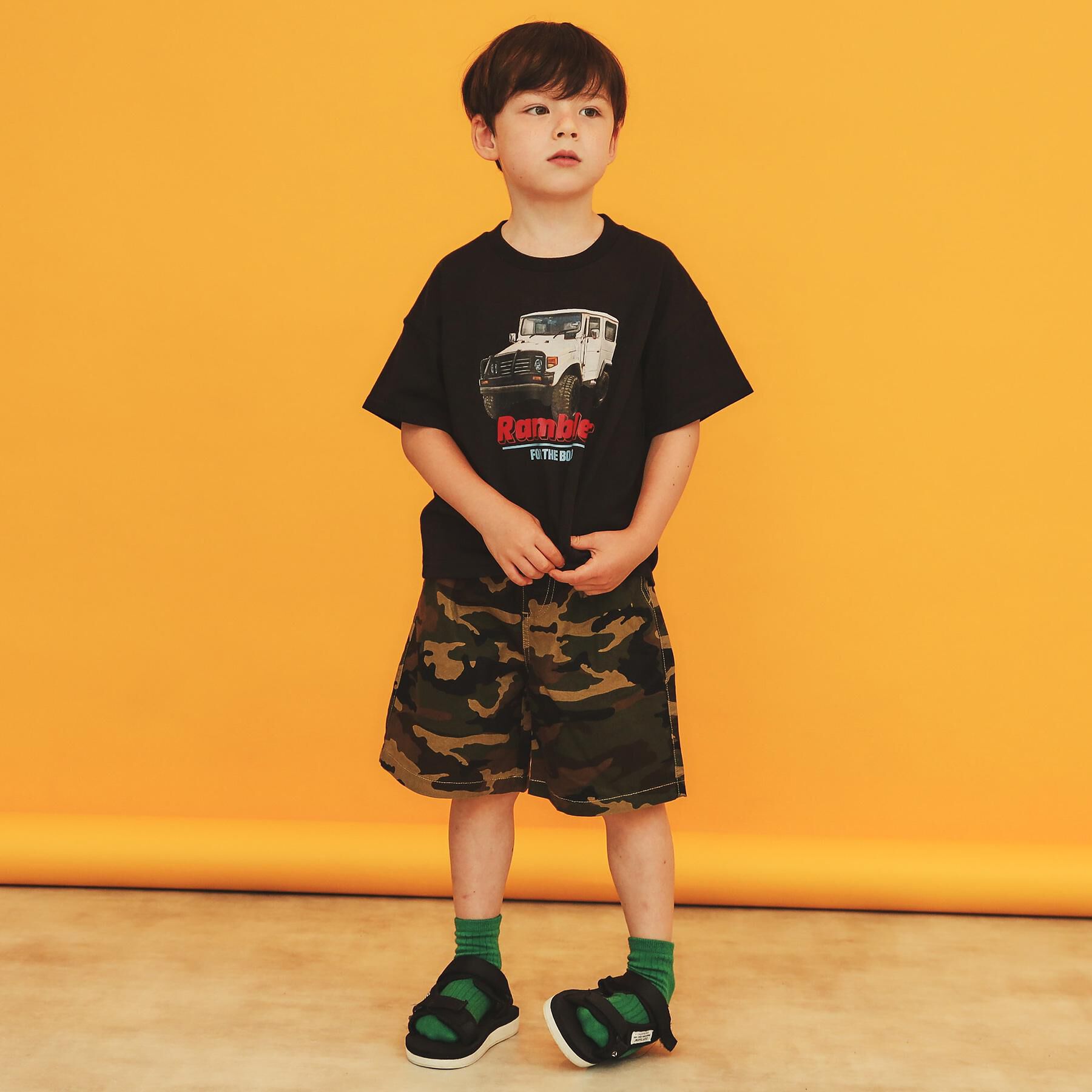 THE SHOP TK「【110－160】デニム＆カモフラ柄ハーフパンツ/洗濯機OK」|その他|