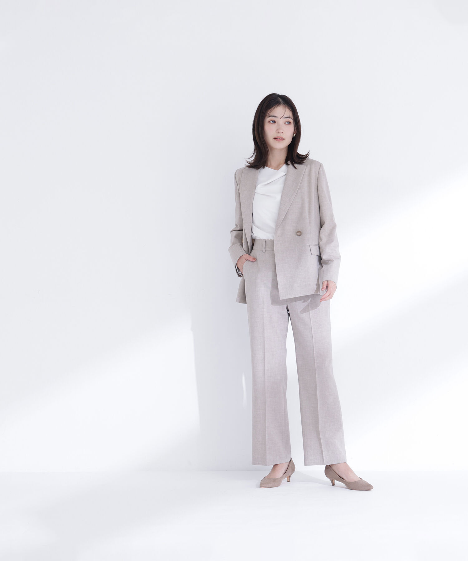  「リネンライク SETUP ダブルボタンジャケット」|その他|