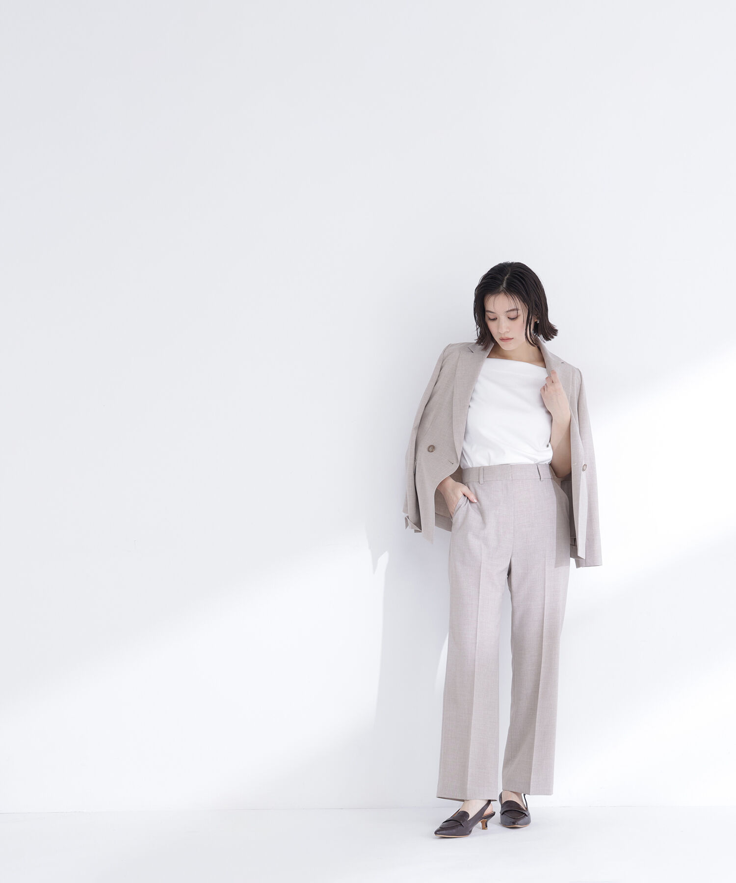  「リネンライク SETUP ダブルボタンジャケット」|その他|