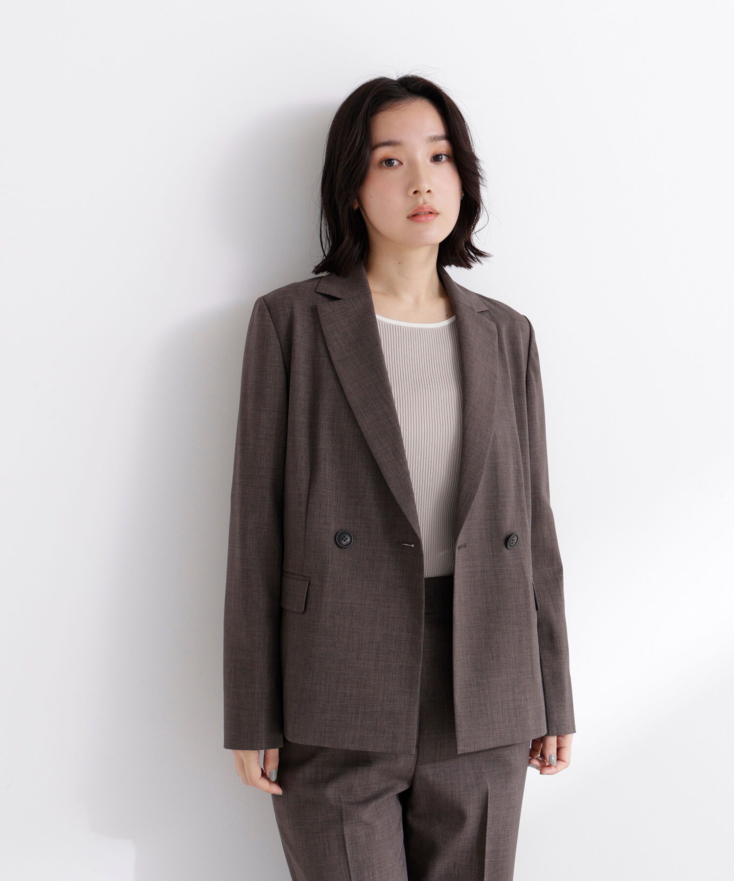  「リネンライク SETUP ダブルボタンジャケット」|その他|