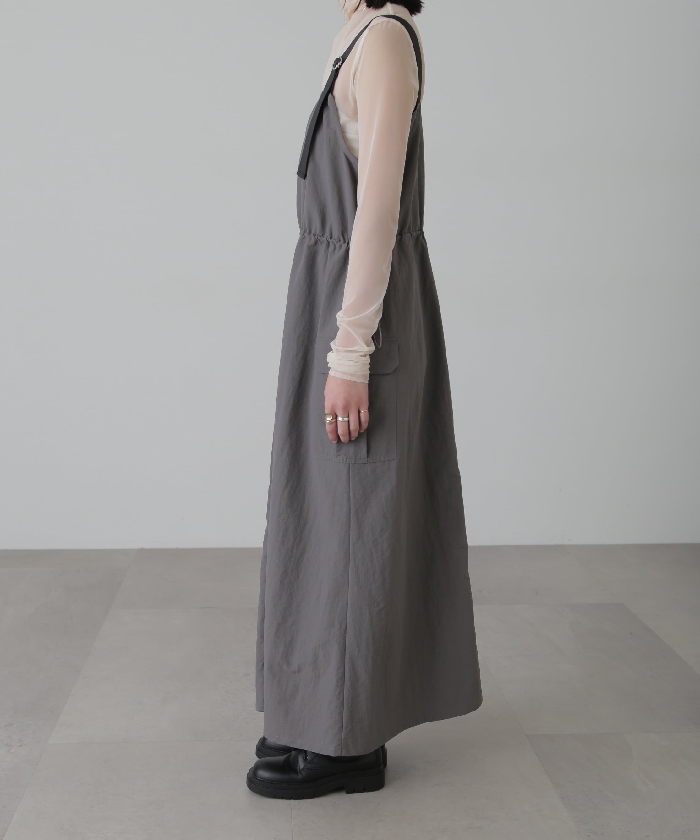  「ウエストドロストナイロンジャンパースカート」|ワンピース|