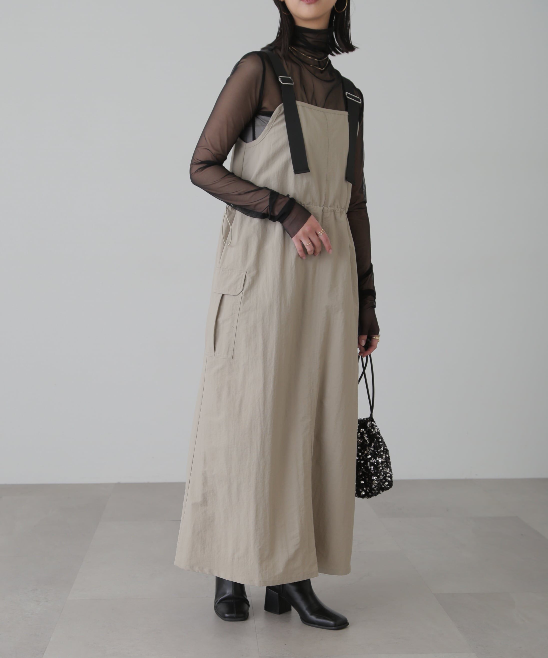  「ウエストドロストナイロンジャンパースカート」|ワンピース|