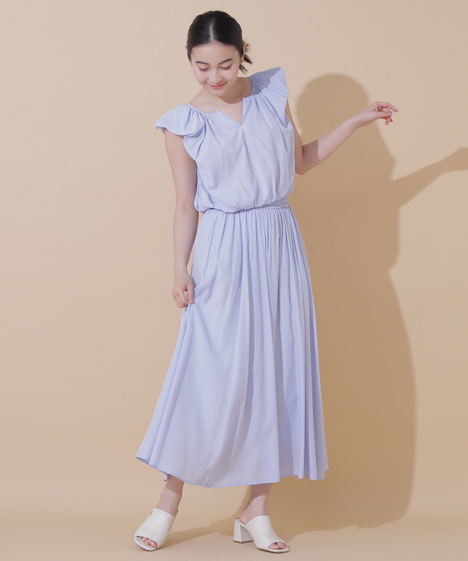  「バルーンスリーブセットアップ」|ワンピース|ブルー