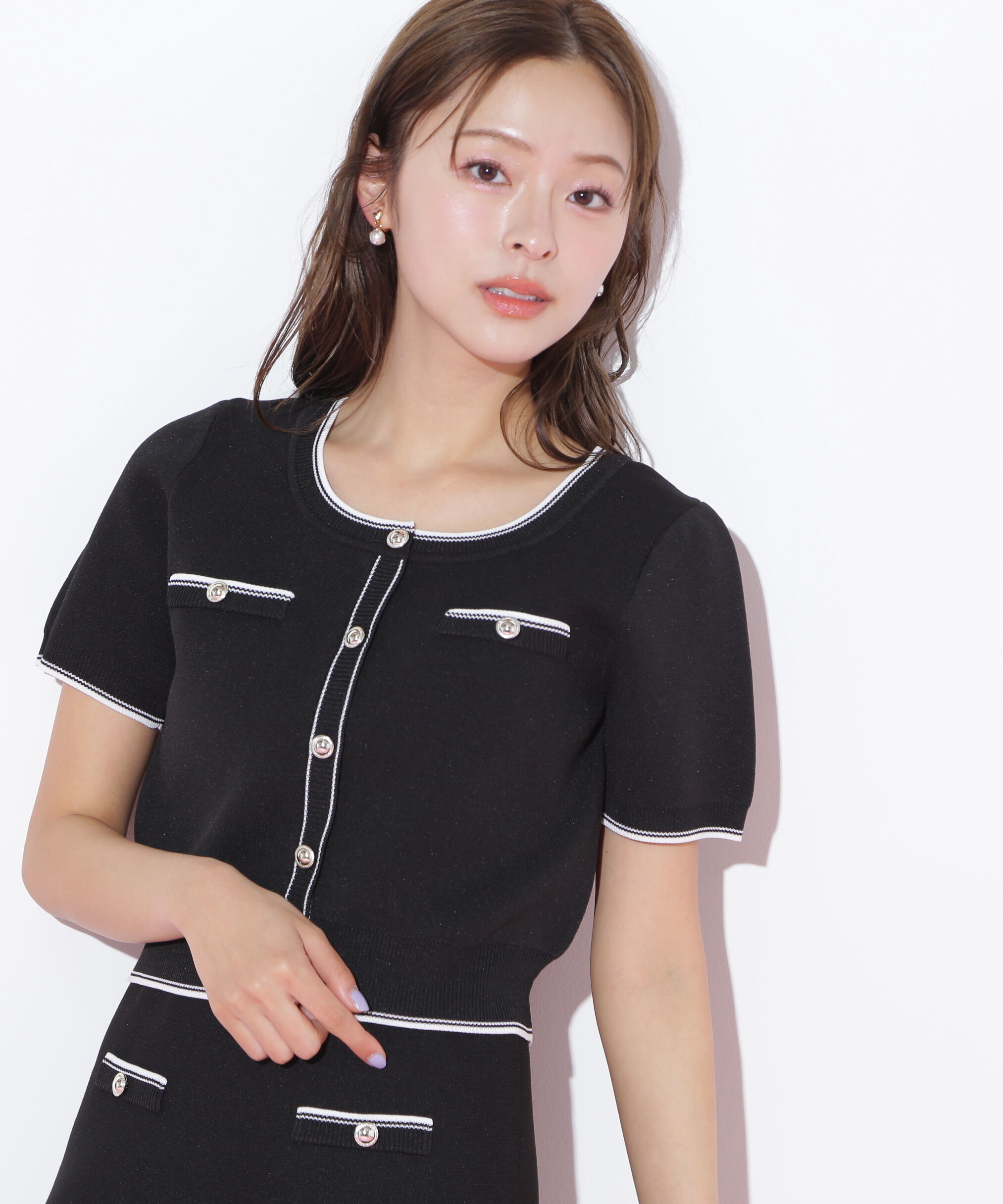  「配色ラインフレアスカートセットアップ」|ワンピース|