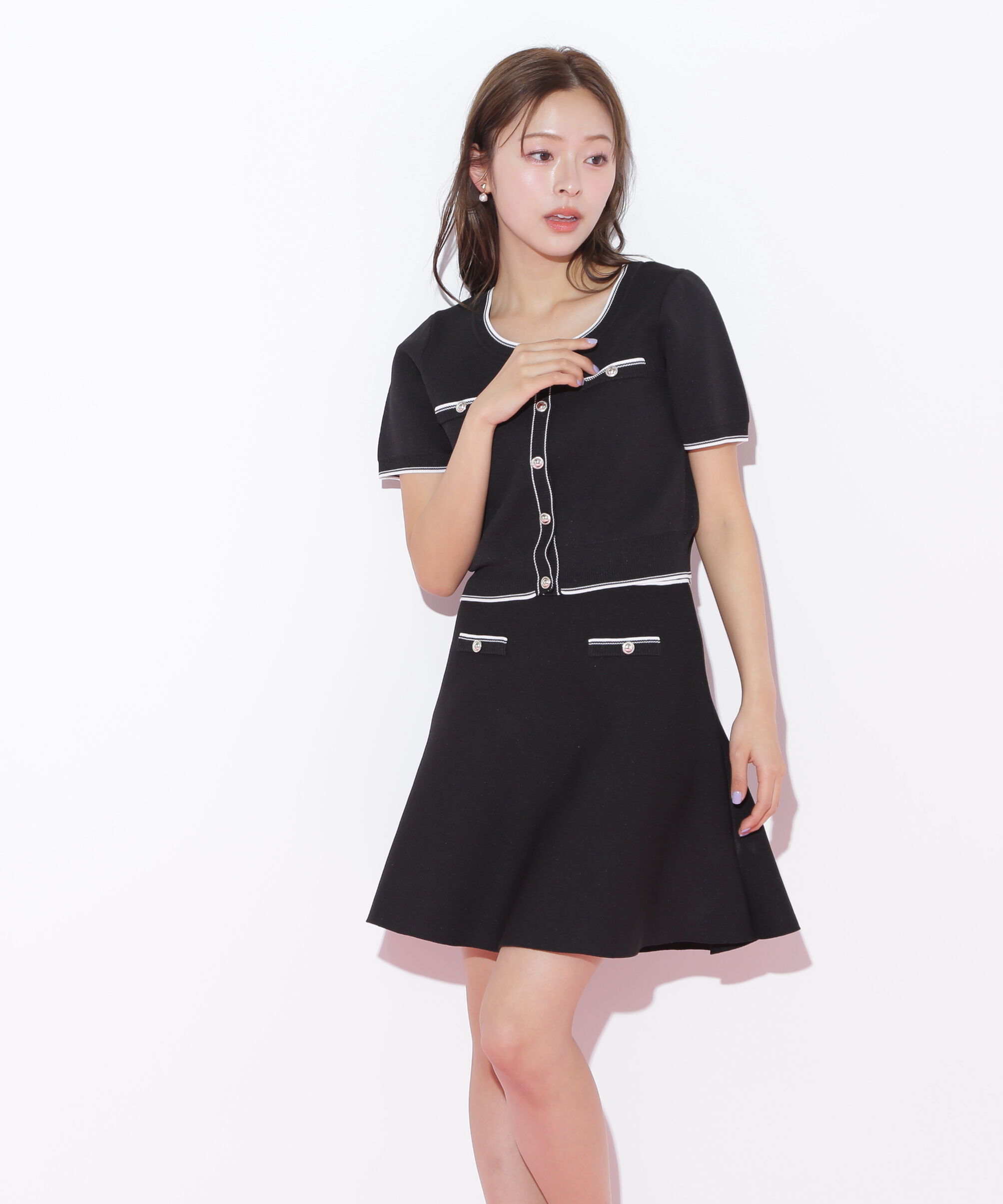  「配色ラインフレアスカートセットアップ」|ワンピース|