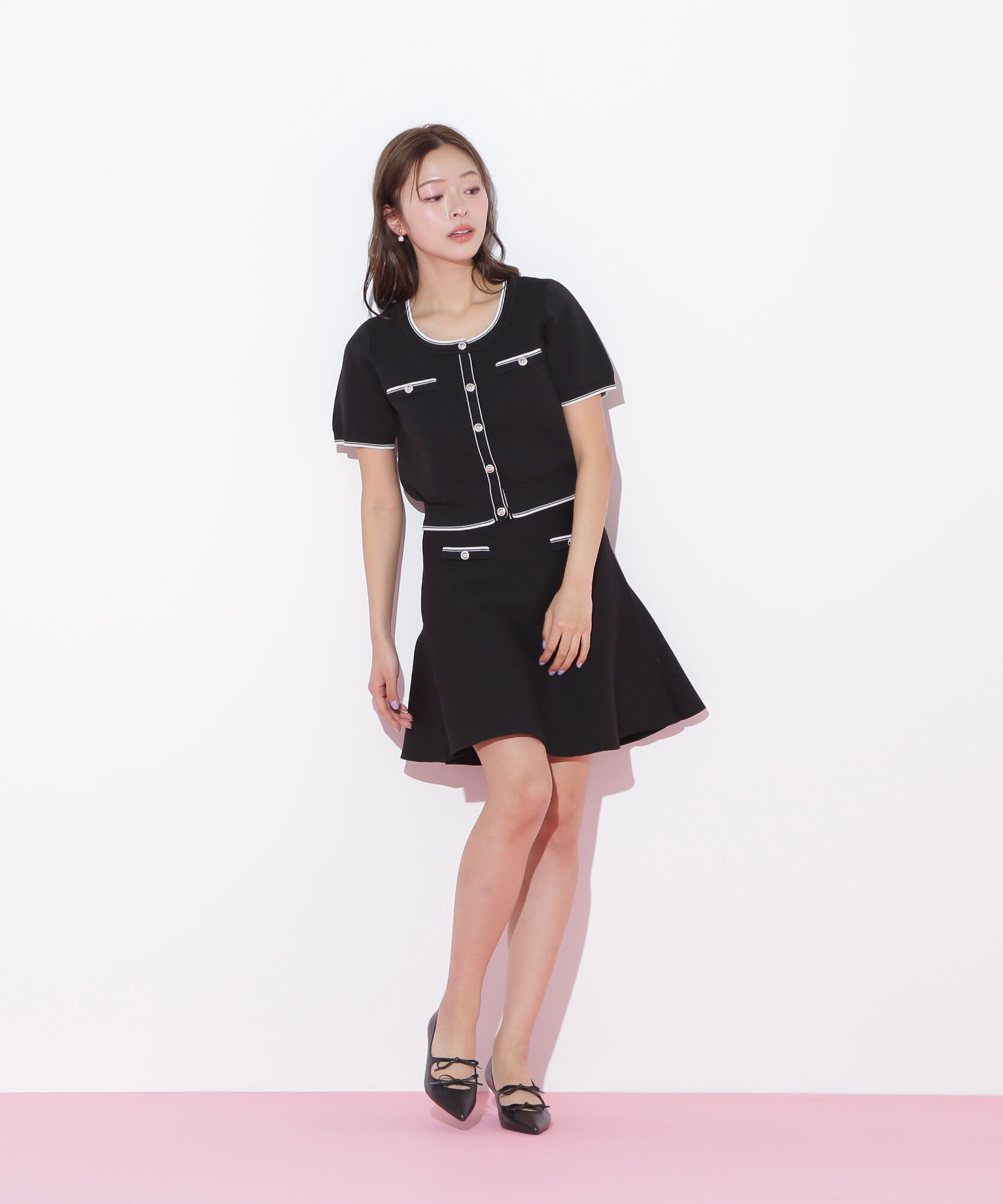  「配色ラインフレアスカートセットアップ」|ワンピース|