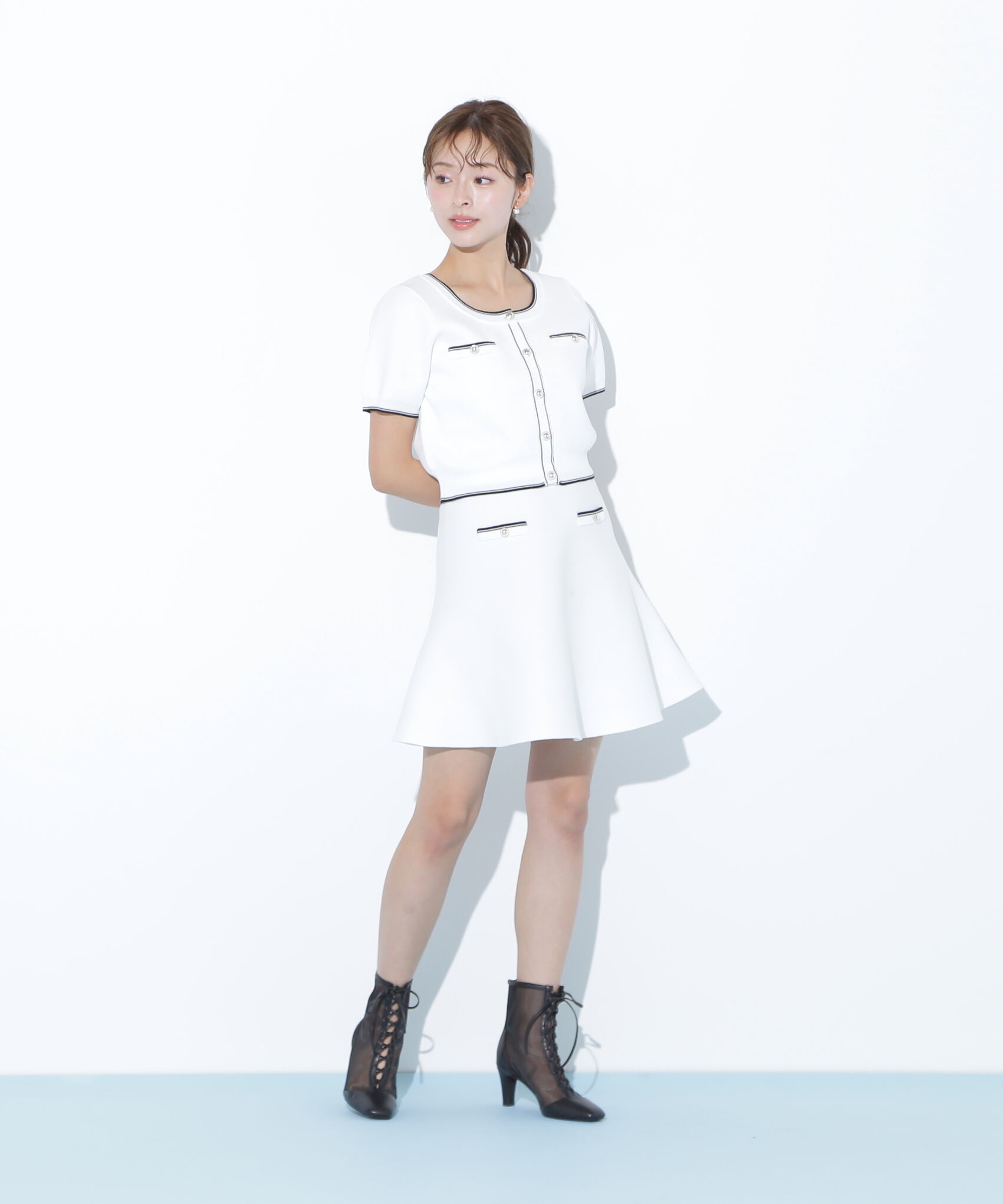  「配色ラインフレアスカートセットアップ」|ワンピース|