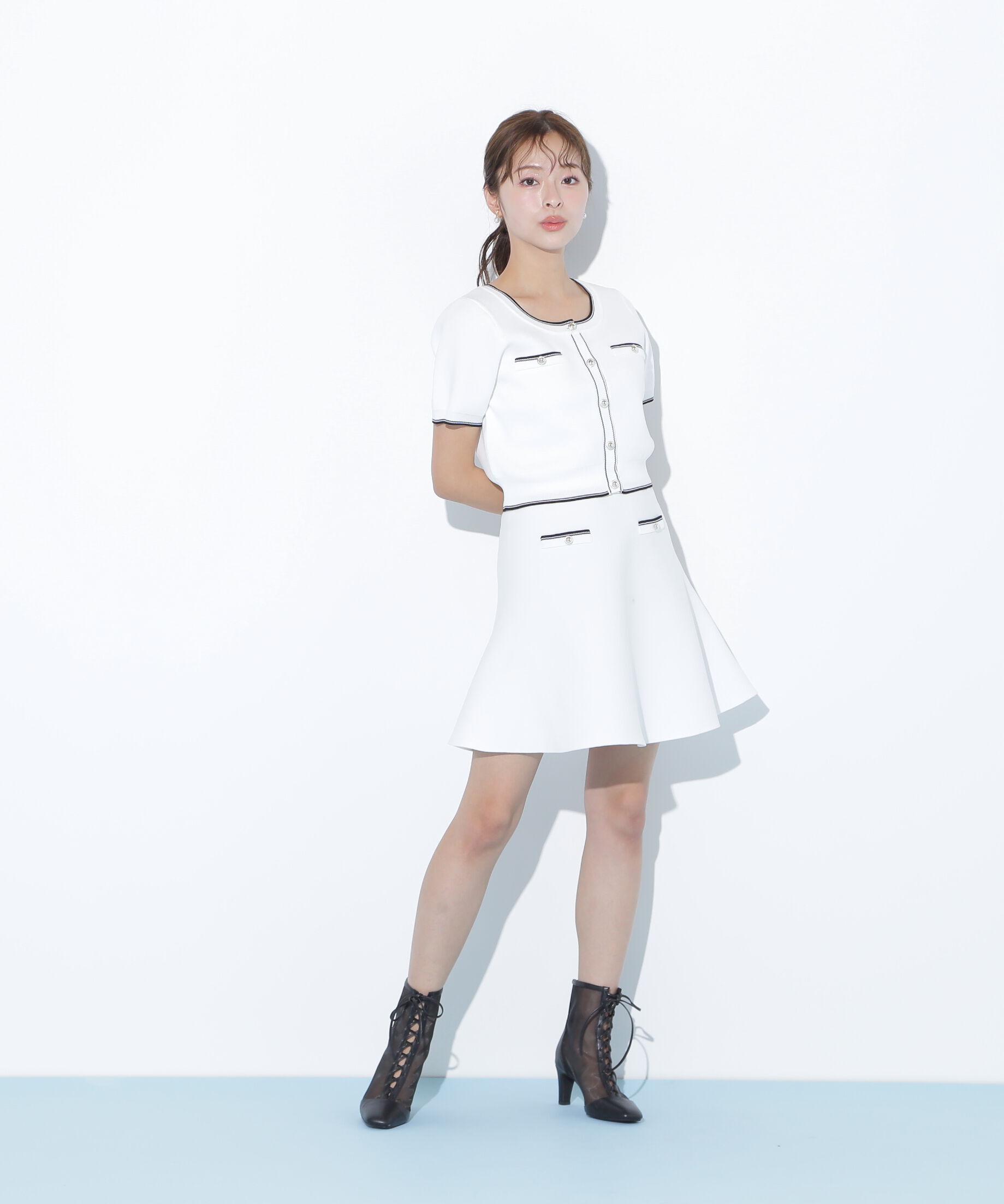  「配色ラインフレアスカートセットアップ」|ワンピース|