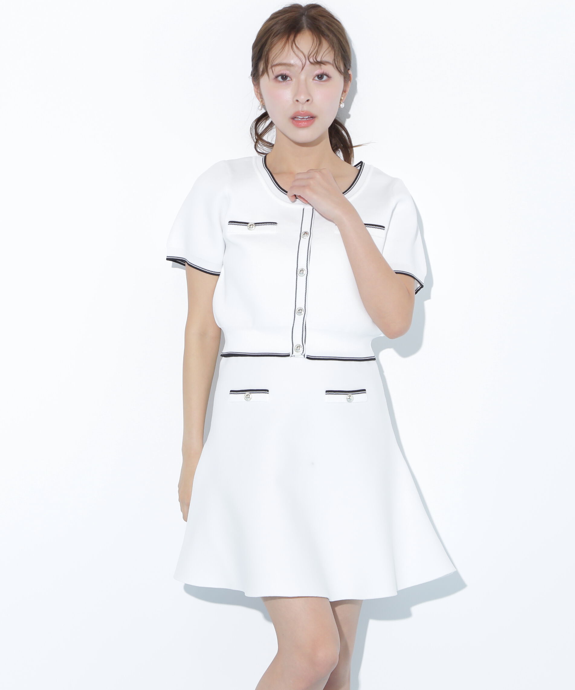  「配色ラインフレアスカートセットアップ」|ワンピース|