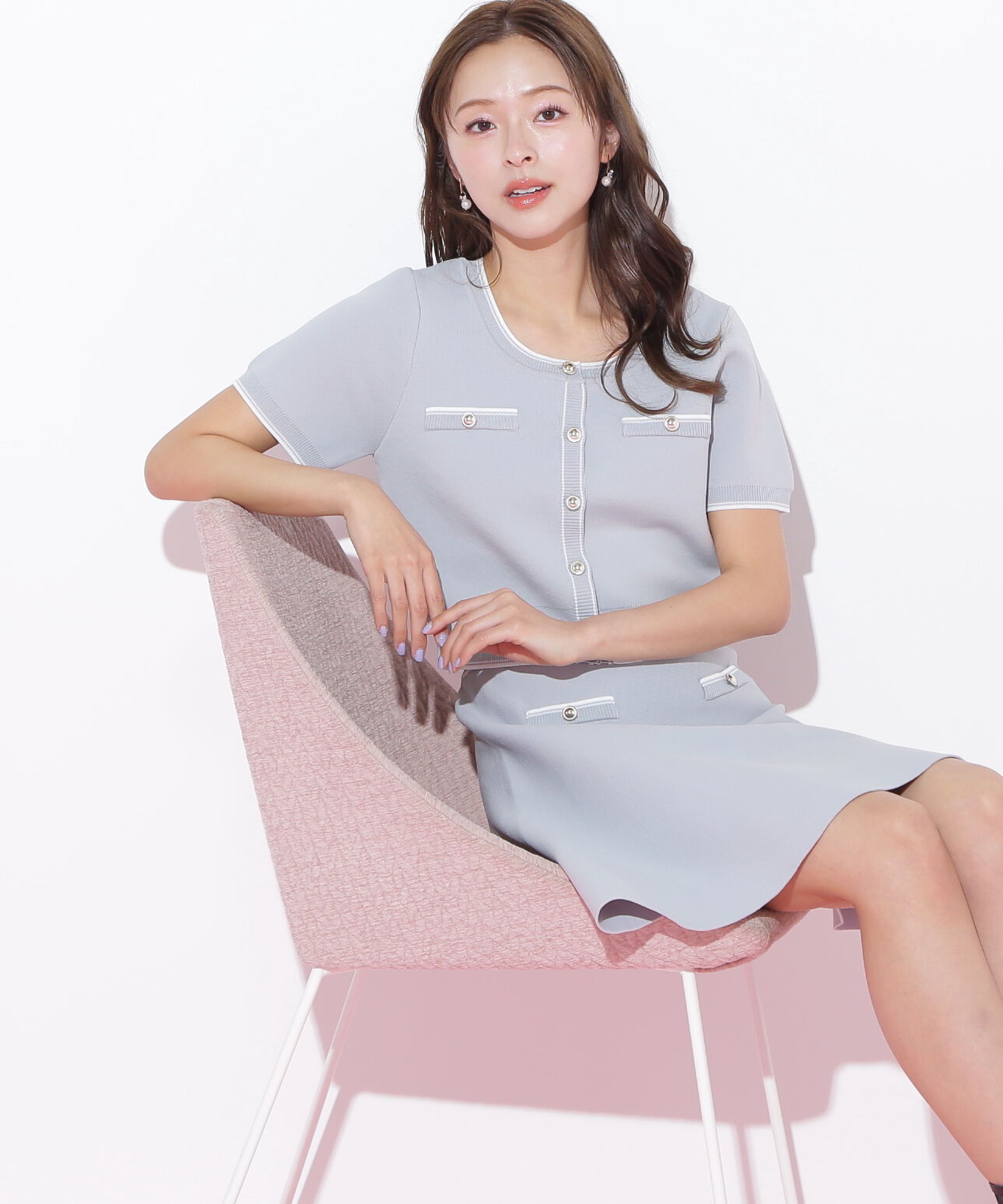  「配色ラインフレアスカートセットアップ」|ワンピース|