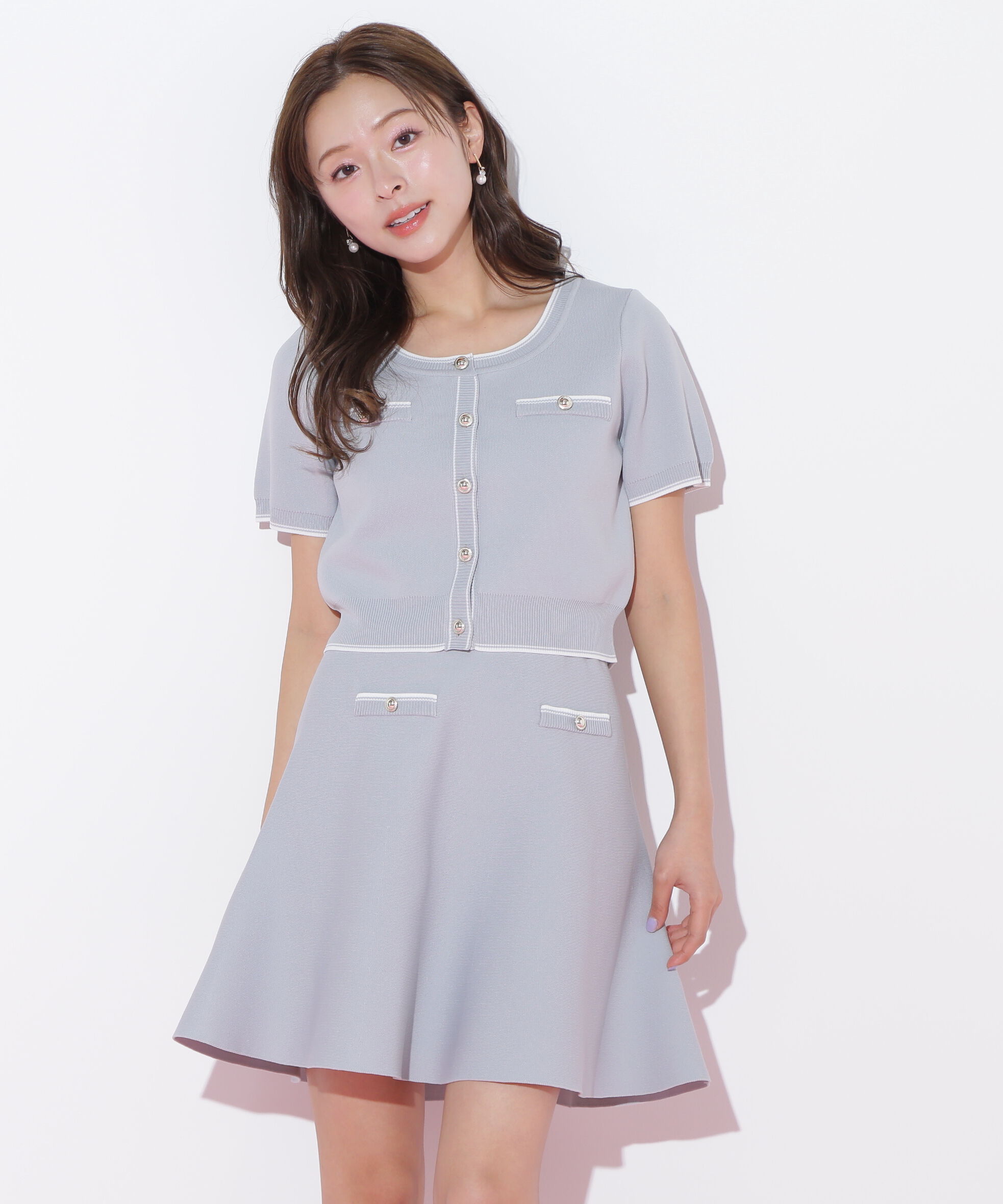  「配色ラインフレアスカートセットアップ」|ワンピース|