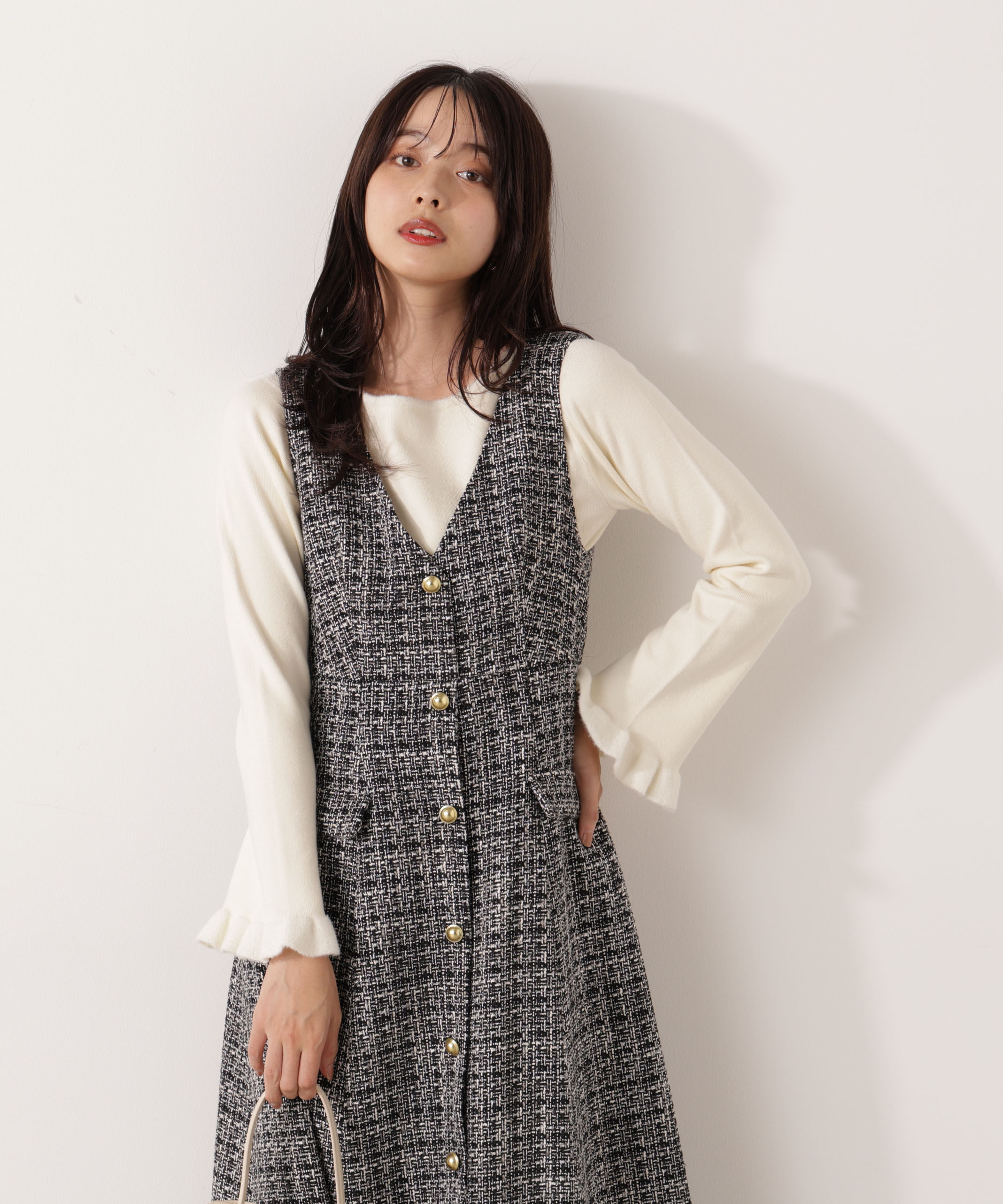 ミックスツイードロングジャンスカ 25AW（PROPORTION BODY DRESSING