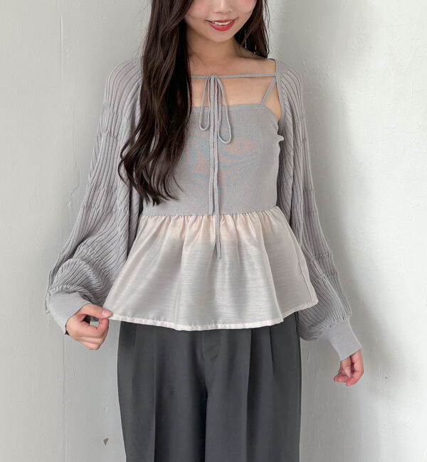 archives「ドッキングペプラムニットボレロアンサンプル」|カーディガン|GRAY