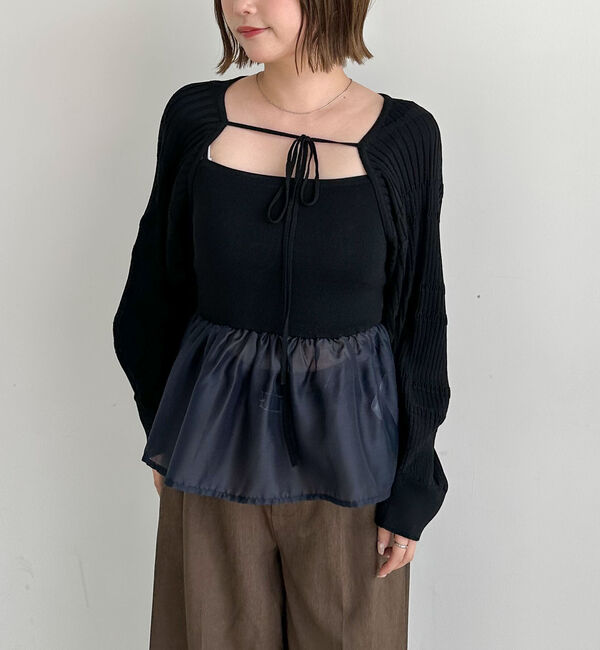 archives「ドッキングペプラムニットボレロアンサンプル」|カーディガン|