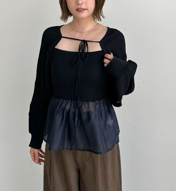 archives「ドッキングペプラムニットボレロアンサンプル」|カーディガン|