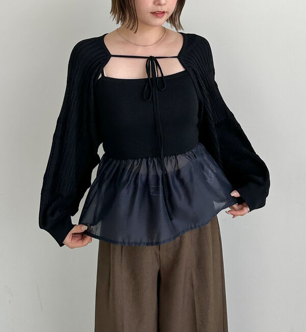 archives「ドッキングペプラムニットボレロアンサンプル」|カーディガン|