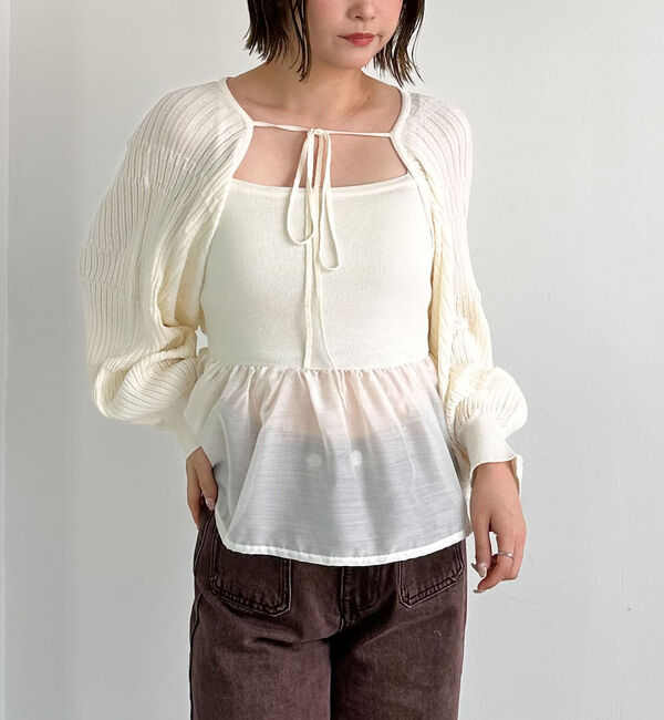 archives「ドッキングペプラムニットボレロアンサンプル」|カーディガン|