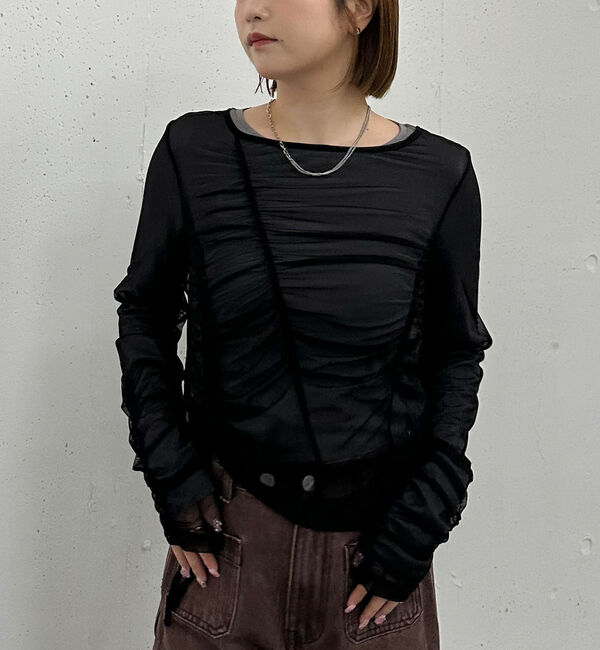 archives「チュールギャザーＴＯＰＳ&times;シアーＴＯＰＳ　ＳＥＴ」|カーディガン|