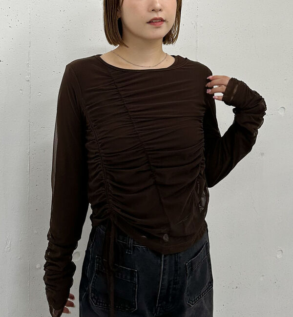 archives「チュールギャザーＴＯＰＳ&times;シアーＴＯＰＳ　ＳＥＴ」|カーディガン|BROWN
