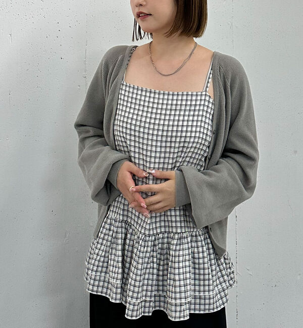 archives「片畦ニットＣＤ&times;チェックキャミチュニックＳＥＴ」|カーディガン|