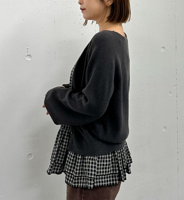 archives「片畦ニットＣＤ&times;チェックキャミチュニックＳＥＴ」|カーディガン|